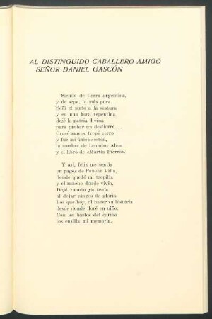Al distinguido caballero amigo señor Daniel Gascón