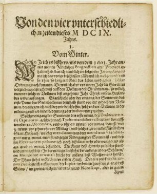 Von den vier unterschiedlichen Zeiten dieses MDCIX. Jahrs.