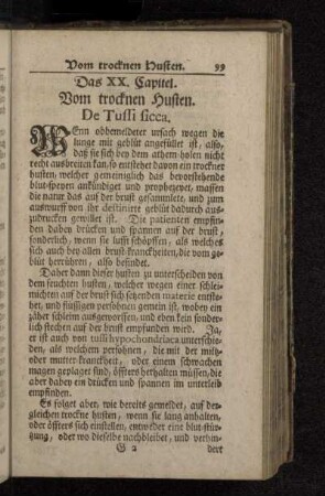 Das XX. Capitel. Vom trocknen Husten. De Tussi sicca.