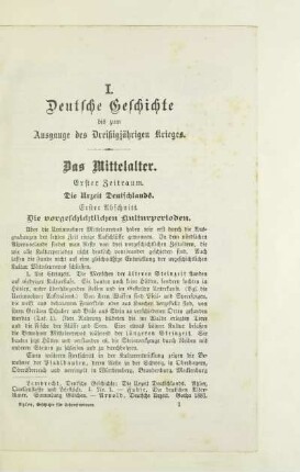 I. Deutsche Geschichte bis zum Ausgange des Dreißigjährigen Krieges
