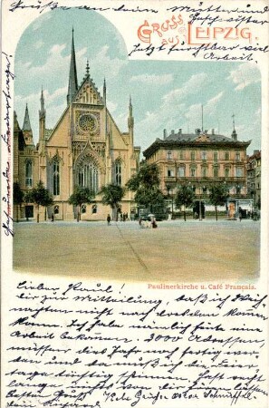 Gruss aus Leipzig: Paulinerkirche u. Café Français