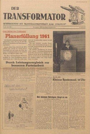 TRO-Betriebszeitung 'Der Transformator'; Nr. 26/1961 (Juli 1961)