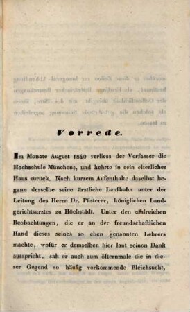 Ueber Bleichsucht : Inaugural-Abhandlung