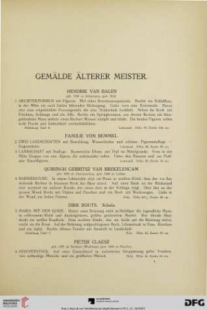 Gemälde älterer Meister (Nr. 1-70)