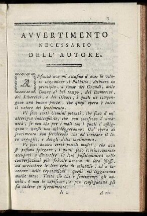 Avvertimento Necessario Dell' Autore.