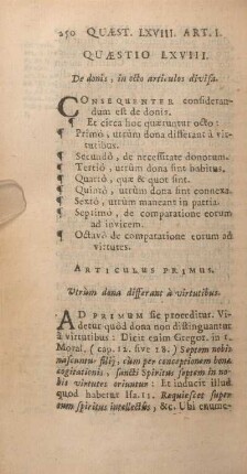 Quaestio LXVIII. De donis, in octo articulos divisa.