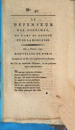 Le défenseur des opprimés. 40. 1791