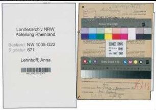 Entnazifizierung Anna Lehnhoff , geb. 30.01.1877 (Milchhandel)