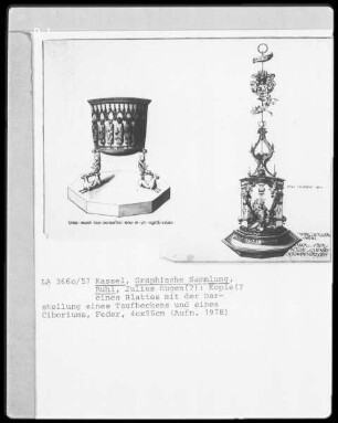 Kopie eines Blattes mit Taufbecken und Ciborium