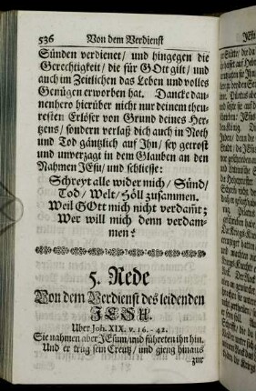 5. Rede Von dem Verdienst des leidenden Jesu.