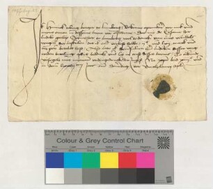 Der Bürger Hinrik Tobing bescheinigt dem Sodmeister Ludke Garlop den Empfang von 261½ Mark 4 Pfennig "van enes verndels wegene der Laskulen".