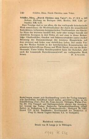 140 [Rezension] Schaefer, Dina, Durch Christus zum Vater