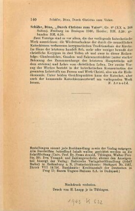 140 [Rezension] Schaefer, Dina, Durch Christus zum Vater