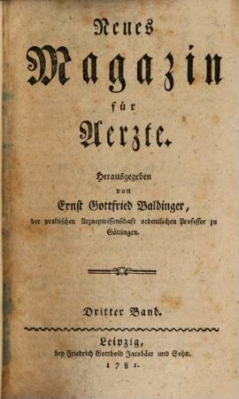 Neues Magazin für Ärzte. 3. 1781