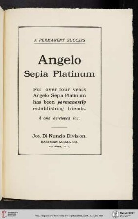 Jos. Du Nunzio Division, Eastman Kodak Co. [Angelo Sepia Platinum Paper]
