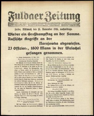 Ausgabe vom Mittwoch, den 15. November 1916.
