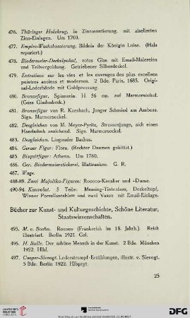 Bücher zur Kunst- und Kulturgeschichte, Schöne Literatur, Staatswissenschaften (Nr. 495-599)