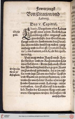 V. Capittel: Von Citation und Ladung