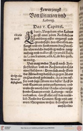 V. Capittel: Von Citation und Ladung
