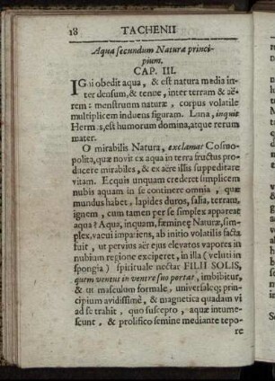 Aqua secundum Naturae principium. Cap. III.