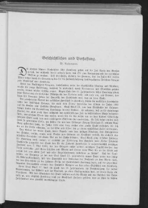 Geschichtliches und Verfassung.