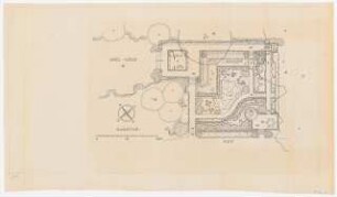 Druckvorlagen / Ausstellungsgarten Jubiläums-Gartenbau-Ausstellung 1926, Dresden: Sondergarten L. (Der »kommende Garten«): Grundriss, Maßstabsleiste