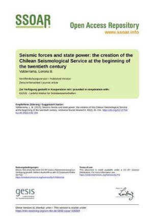 Seismic forces and state power: the creation of the Chilean Seismological Service at the beginning of the twentieth century