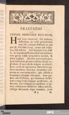 Praefatio Ad Fideles Ministros Ecclesiae.