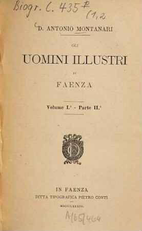 Gli uomini illustri di Faenza, 1,2