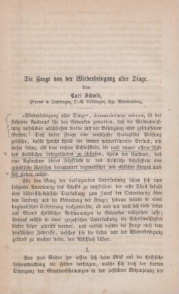 102-143 Die Frage von der Wiederbringung aller Dinge
