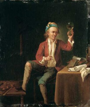 Ein Mann beim Rauchen und Trinken