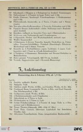 3. Auktionstag Donnerstag, den 6. Februar 1936, ab ½ 3 Uhr (Nr. 751-1125)