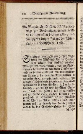 [Beyträge zur Vorbereitung junger Leute etc.]