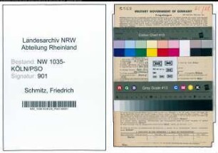 Entnazifizierung Friedrich Schmitz , geb. 12.02.1893 (Expedient)