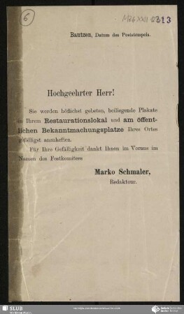 Hochgeehrter Herr!