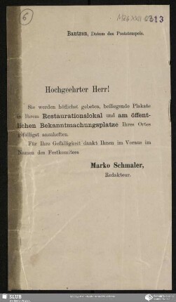 Hochgeehrter Herr!
