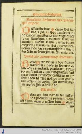 Benedictio herbarum et novorum fructuum