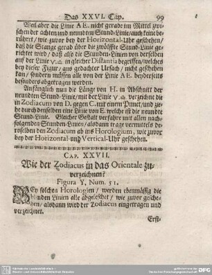 Cap. XXVII. Wie der Zodiacus in das Orientale zuverzeichnen?