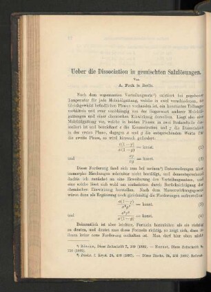 Ueber die Dissociation in gemischten Salzlösungen.