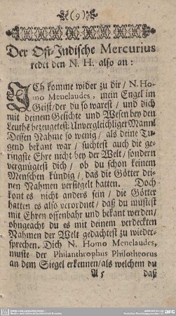 Der Ost-Indische Mercurius redet den N. H. also an: