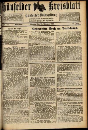 Erste Ausgabe vom Dienstag, den 15. November 1927.