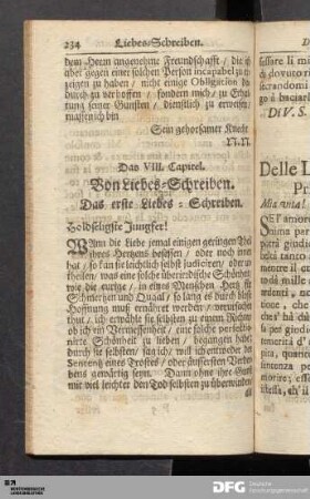 Das VIII. Capitel. Von Liebes-Schreiben