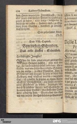 Das VIII. Capitel. Von Liebes-Schreiben