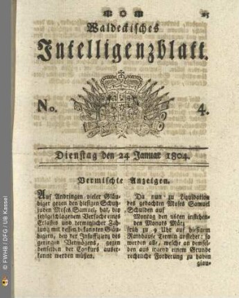 No. 4. Dienstag den 24 Januar 1804