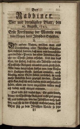 Vier und dreyßigstes Blatt, den 25. August, 1742.