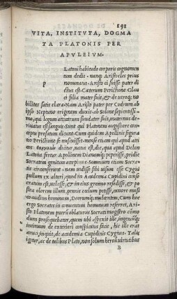Vita, Instituta, Dogmata Platonis Per Apuleium.