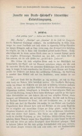 423-438 Annette von Droste-Hülshoff's literarischer Entwicklungsgang : unter Benutzung des handschriftlichen Nachlasses : Schluß