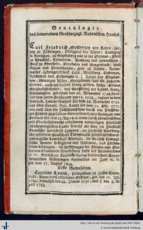 Genealogie des souverainen Großherzogl. Badenschen Hauses.