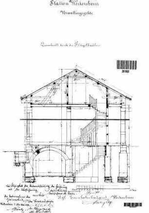 Weikersheim: Empfangsgebäude Verwaltungsgebäude Querschnitt (Treppe)