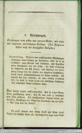 I. Gleichungen